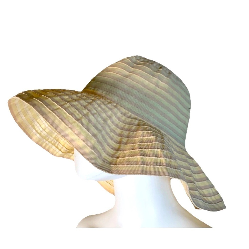 San Fransisco Hat Company Wide Brim Packable Grosgrain Ribbon Sun Hat Cream